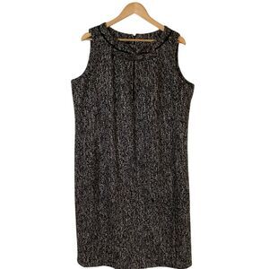 Talbots Womens‎ Sleeveless Wool Blend Sheath Dress 1X Black Grey Career Dressy